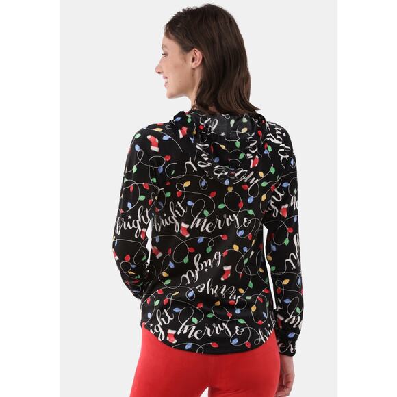 No Boundaries Women's Plush Christmas Pullover Hoodie merry bright small (4-6) - Picture 2 of 4